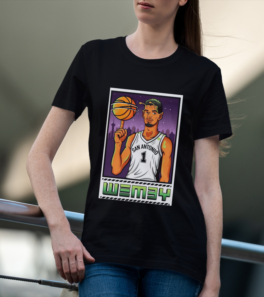 Wembanyama San Antonio Spurs Wemby Giclee Basketball Star Number 1 T-Shirt