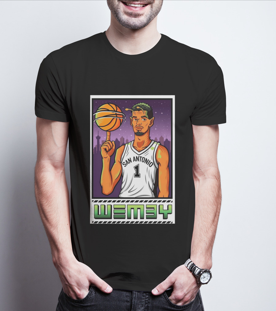 Wembanyama San Antonio Spurs Wemby Giclee Basketball Star Number 1 T-Shirt