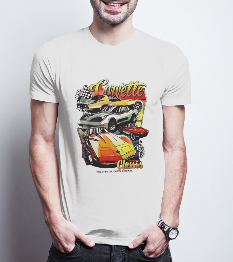 Corvette Classics The Official Chevy Original Cars Racing Flags T-Shirt