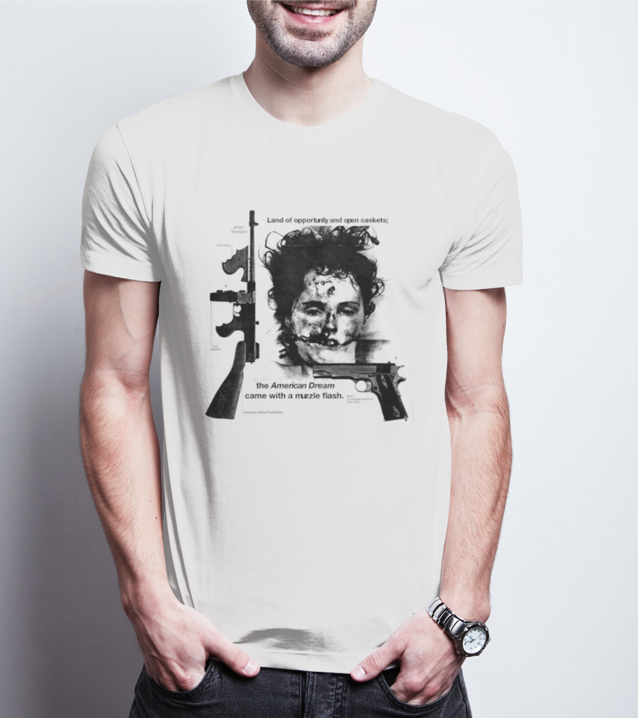 Land Of Opportunity Open Caskets American Dream Muzzle Flash T-Shirt