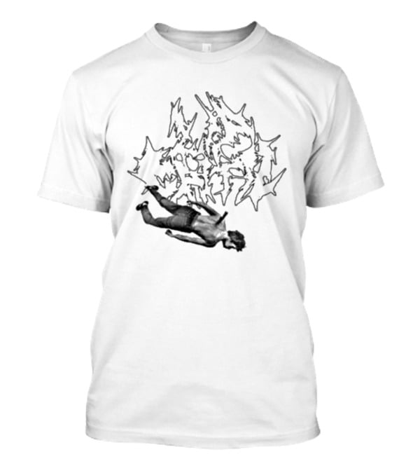 Lip Critic Pink Murder Distorted Text And Fallen Figure T-Shirt