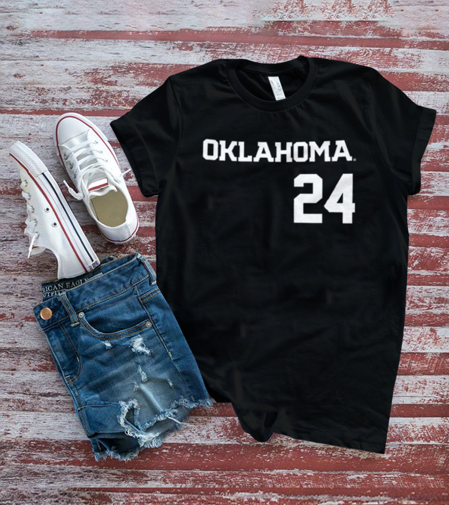 Oklahoma 24 Audrey Lowry Sooners Softball Name And Number Two Sided T-Shirt