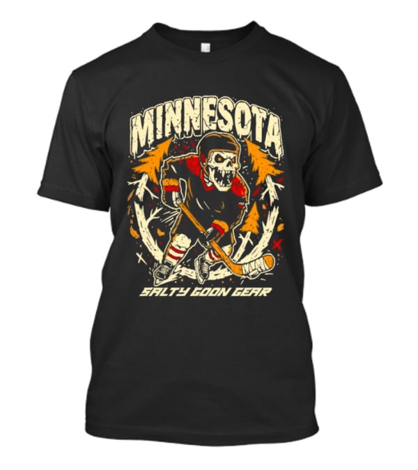 Minnesota Wild Salty Goon Hockey Skeleton T-Shirt