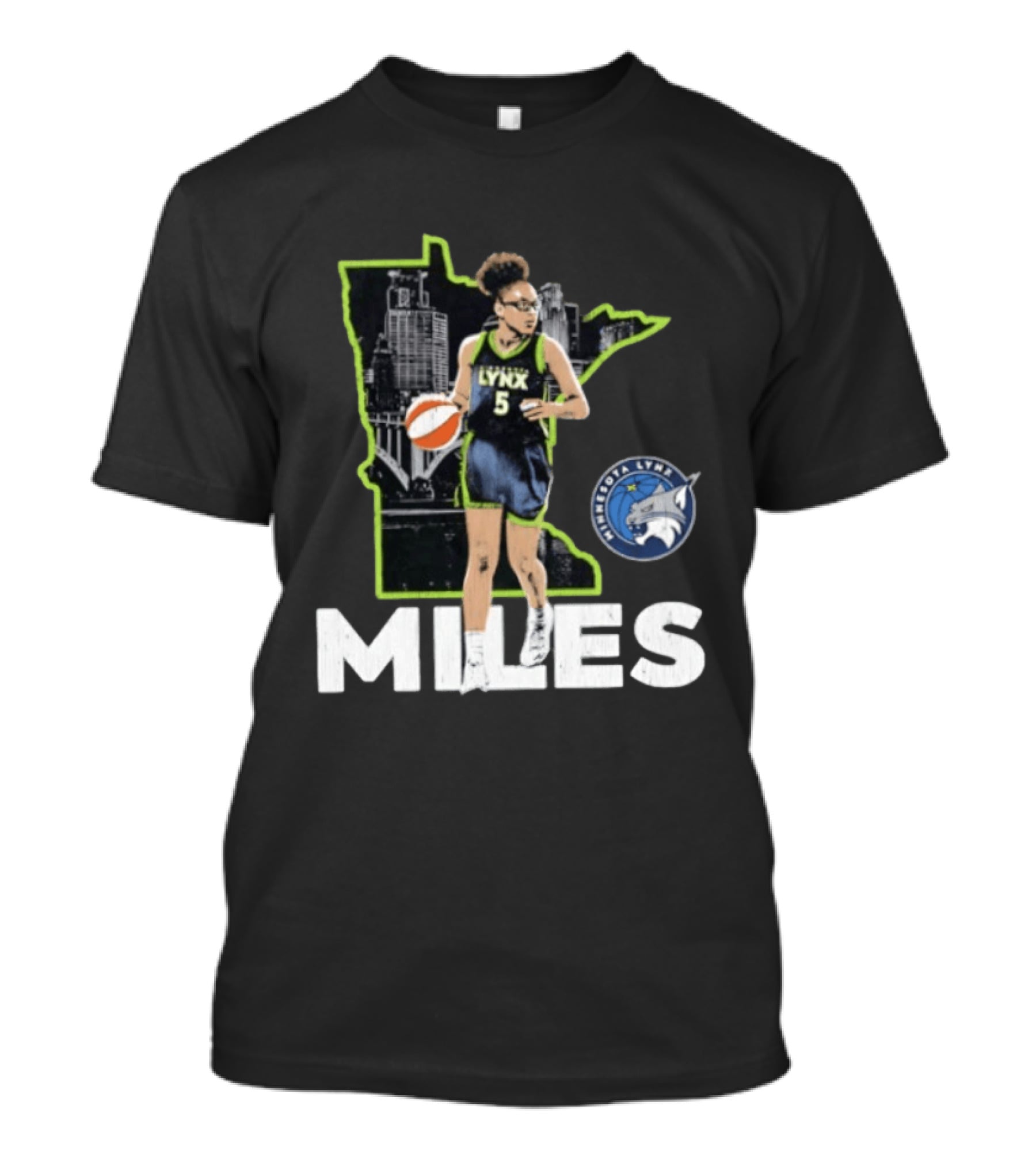 Minnesota Lynx Olivia Miles Basketball Skyline Map T-Shirt
