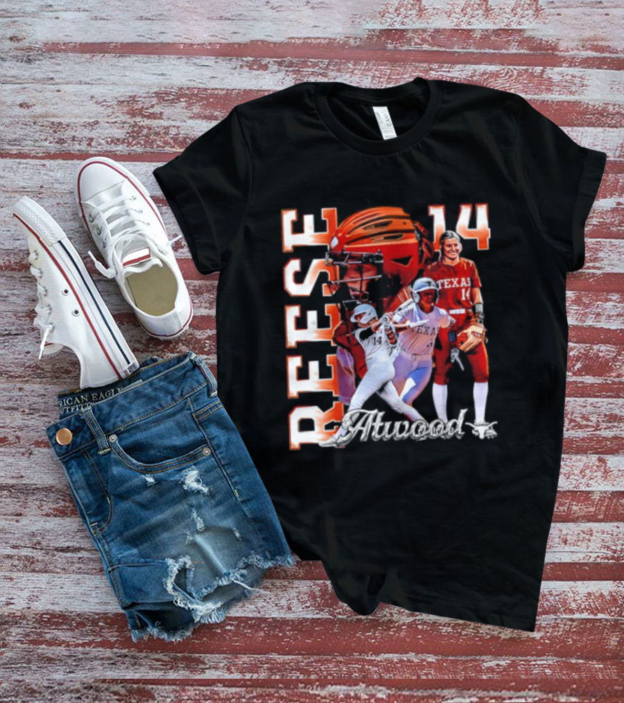 Reese Atwood 14 Texas Longhorns Softball Player White Uniform And Red Helmet T-Shirt
