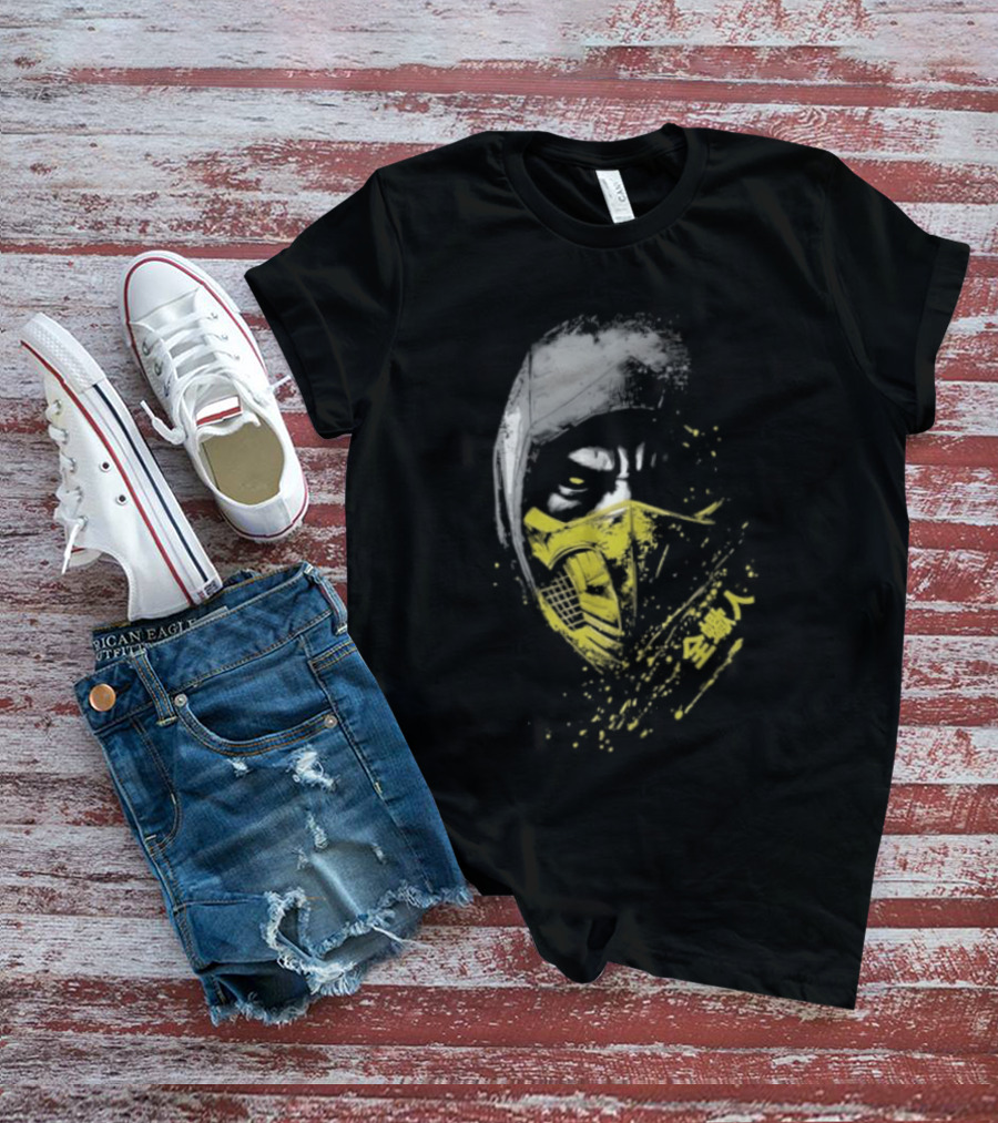 Scorpion Get Over Here Mortal Kombat Classic Yellow Mask T-Shirt