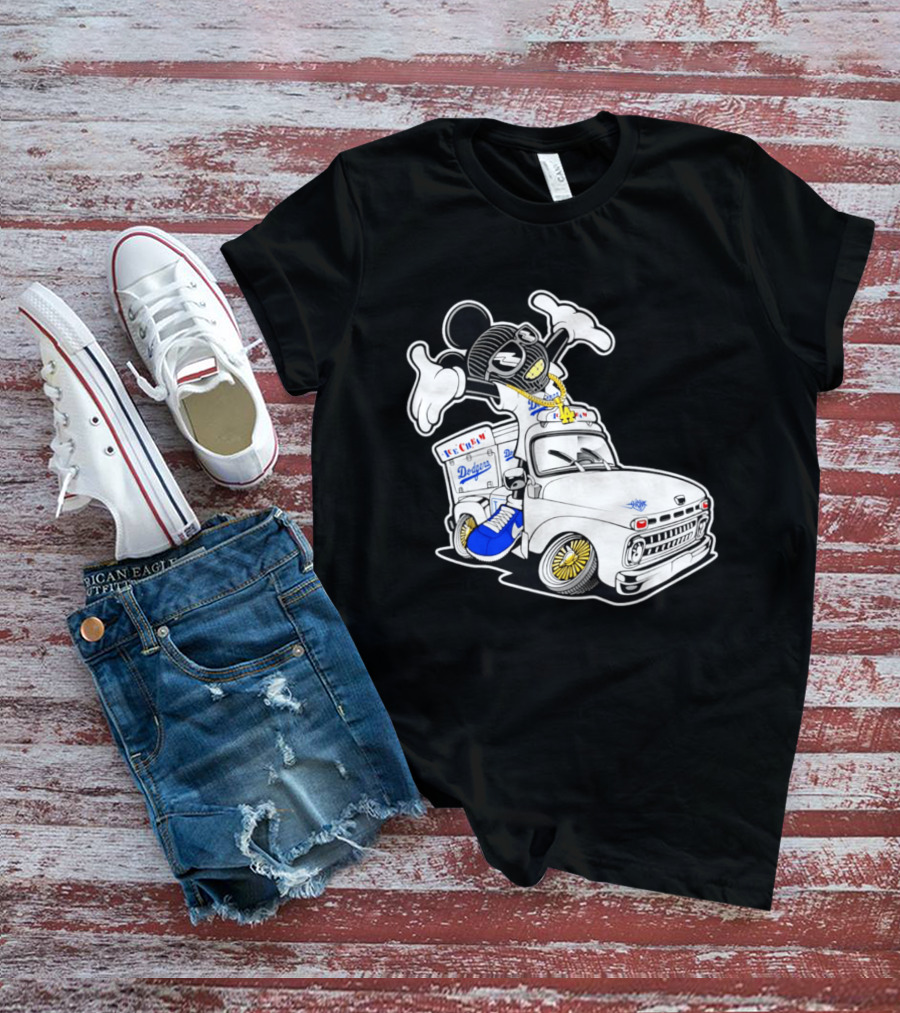 Los Angeles Dodgers Mickey Ice Cream Truck Sneaker Chain T-Shirt