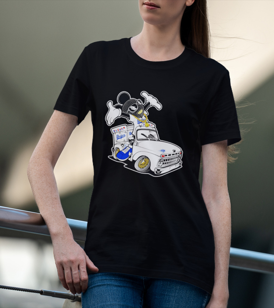 Los Angeles Dodgers Mickey Ice Cream Truck Sneaker Chain T-Shirt