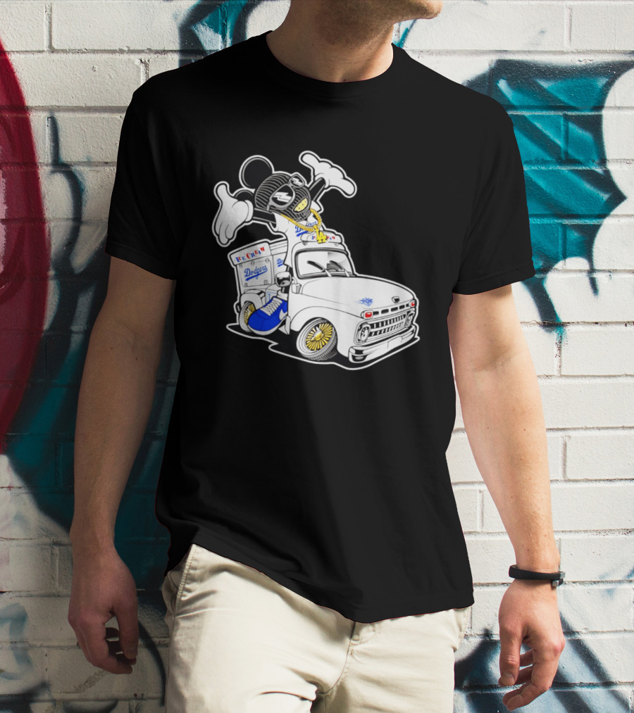 Los Angeles Dodgers Mickey Ice Cream Truck Sneaker Chain T-Shirt