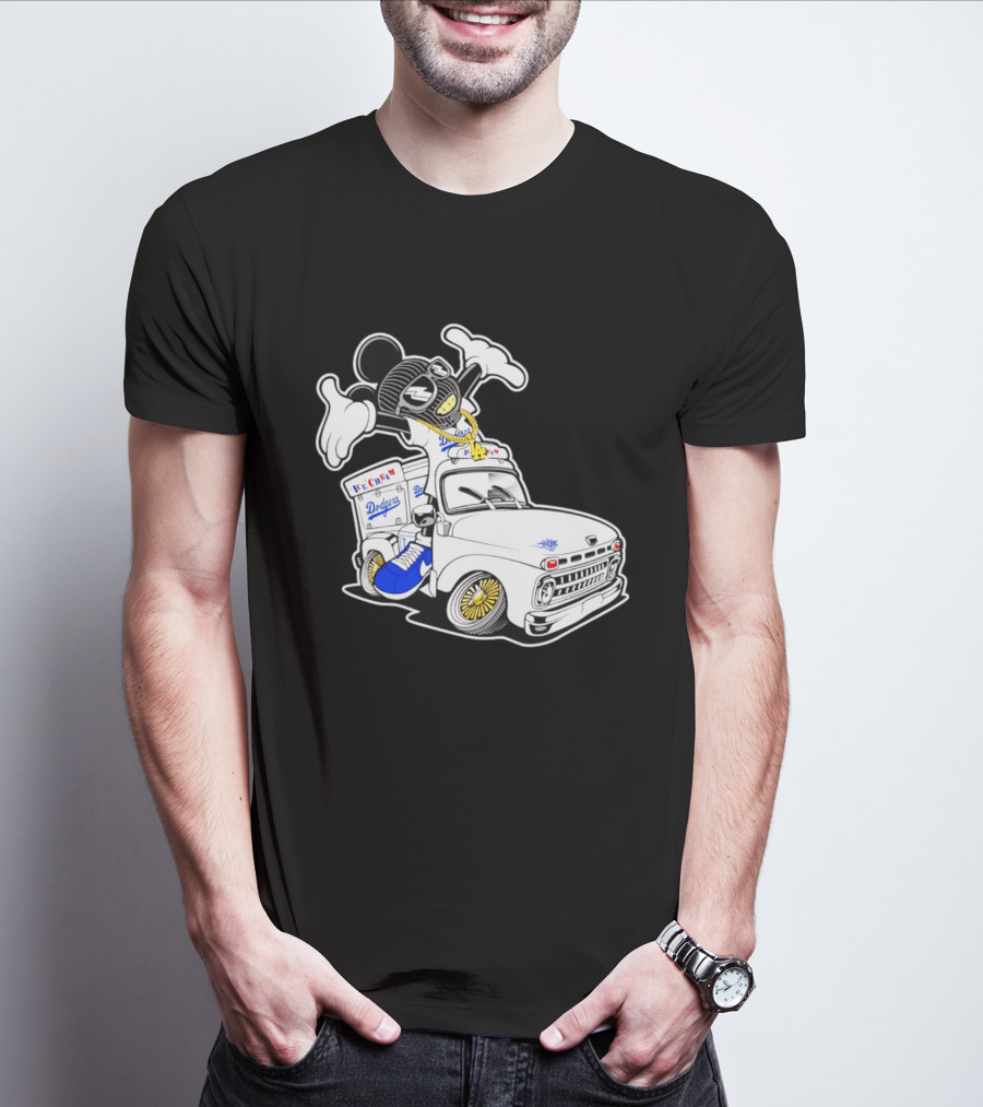 Los Angeles Dodgers Mickey Ice Cream Truck Sneaker Chain T-Shirt