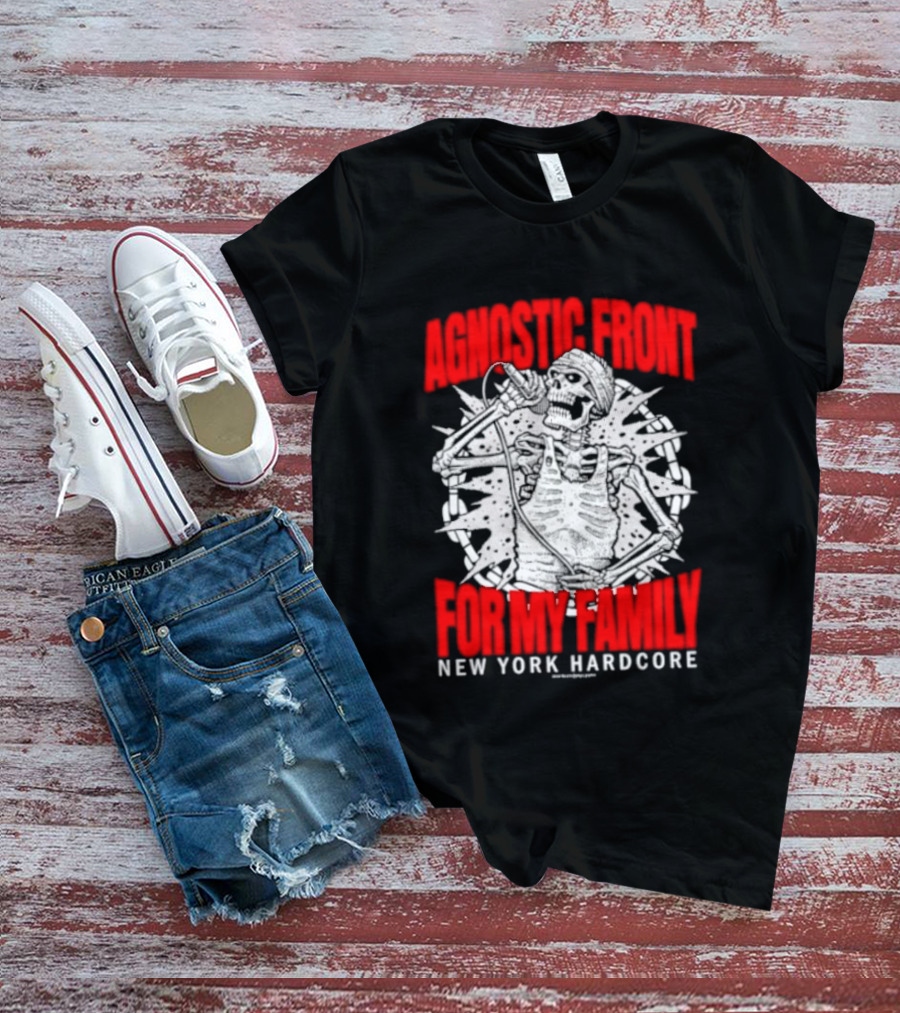 Agnostic Front Skeleton For My Family New York Hardcore T-Shirt