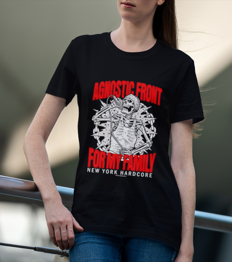 Agnostic Front Skeleton For My Family New York Hardcore T-Shirt