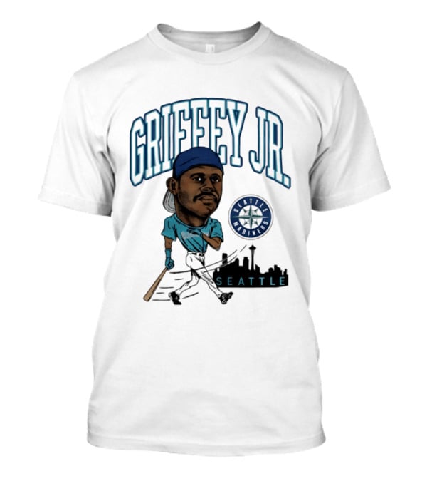 Seattle Mariners Griffey Jr. Skyline Caricature T-Shirt