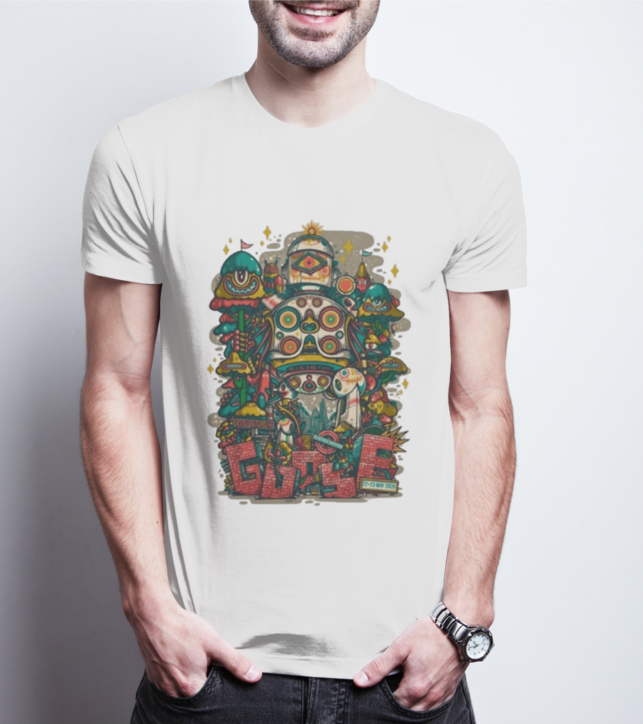 Goose London UK Tour May 22 23 2026 Psychedelic Robot Mushroom T-Shirt