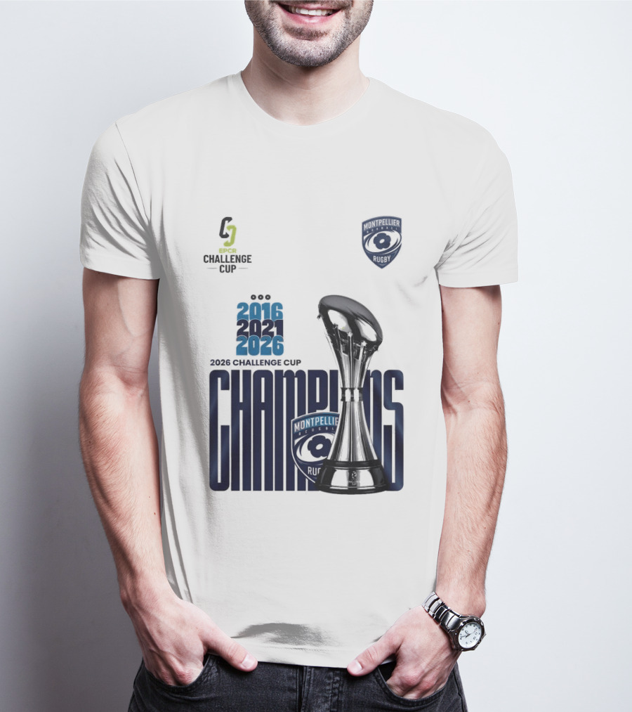 Montpellier Herault Champions European Rugby Challenge Cup 2016 2021 2026 T-Shirt
