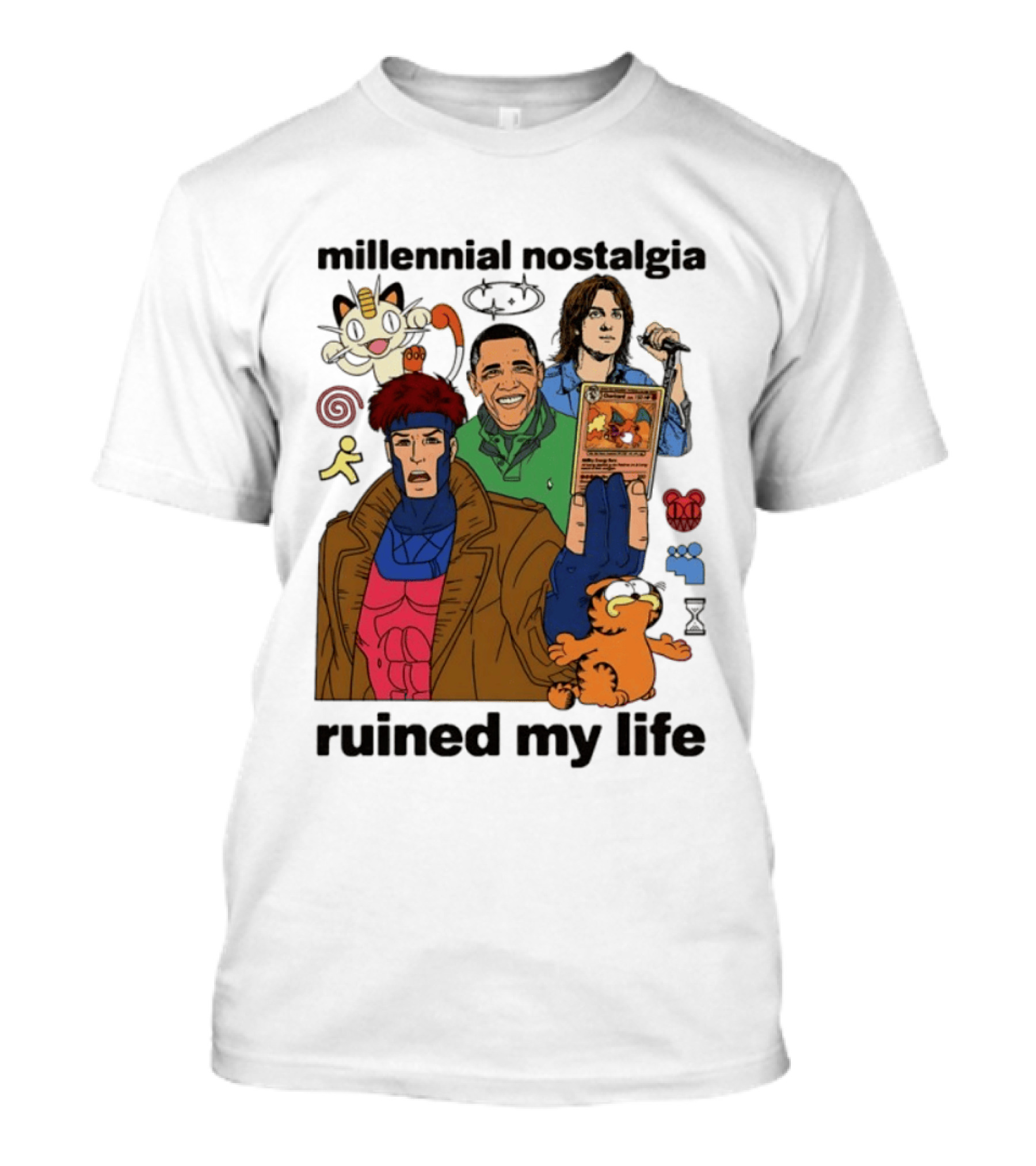 Millennial Nostalgia Obama Gambit Pokémon Yu Gi Oh Ruined My Life T-Shirt
