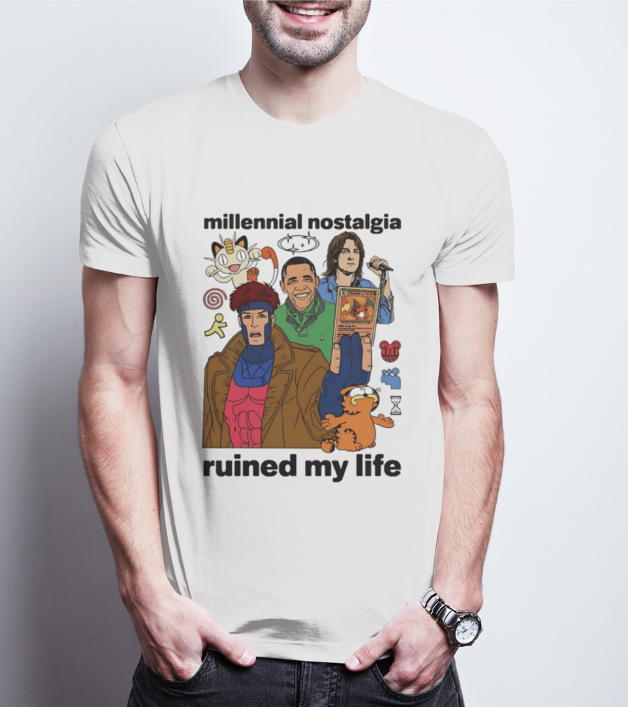 Millennial Nostalgia Obama Gambit Pokémon Yu Gi Oh Ruined My Life T-Shirt