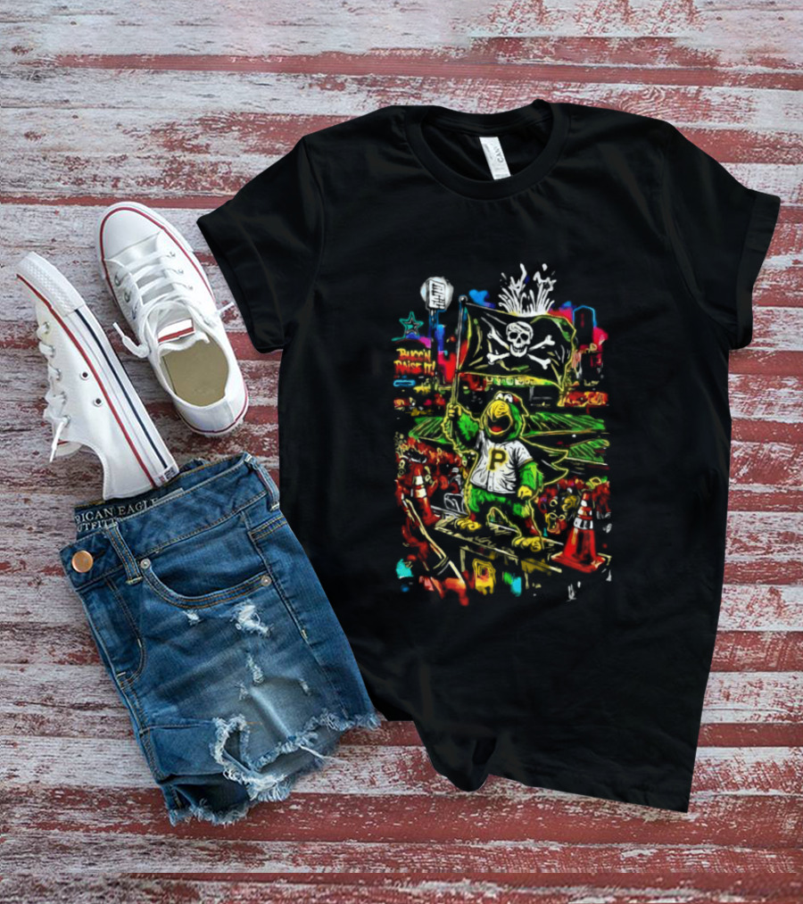Pirate Parrot Pittsburgh Pirates Bucc'n Raise It Skull Flag T-Shirt