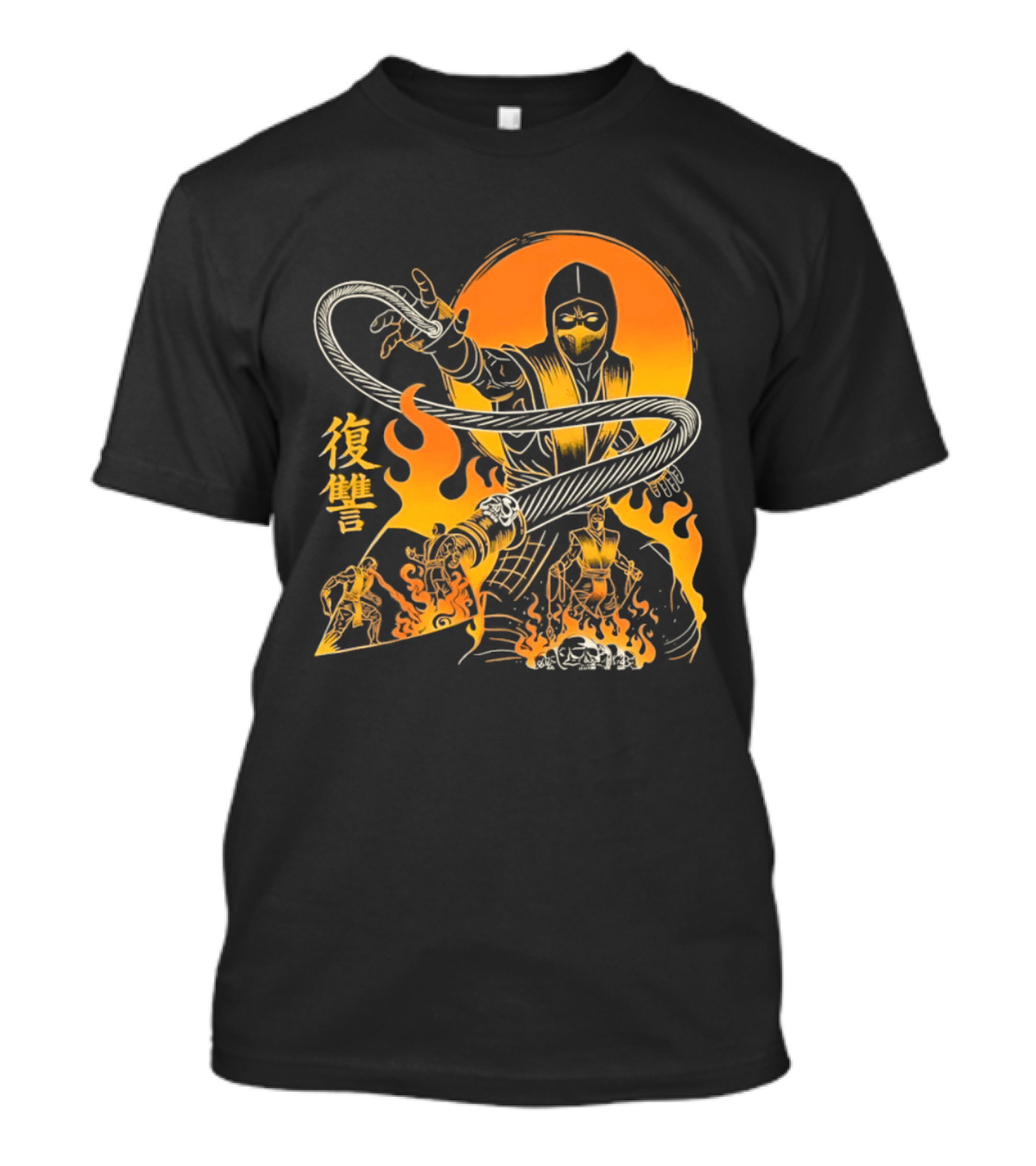 Scorpion Mortal Kombat Hellbound Wrath Kanji Flames T-Shirt