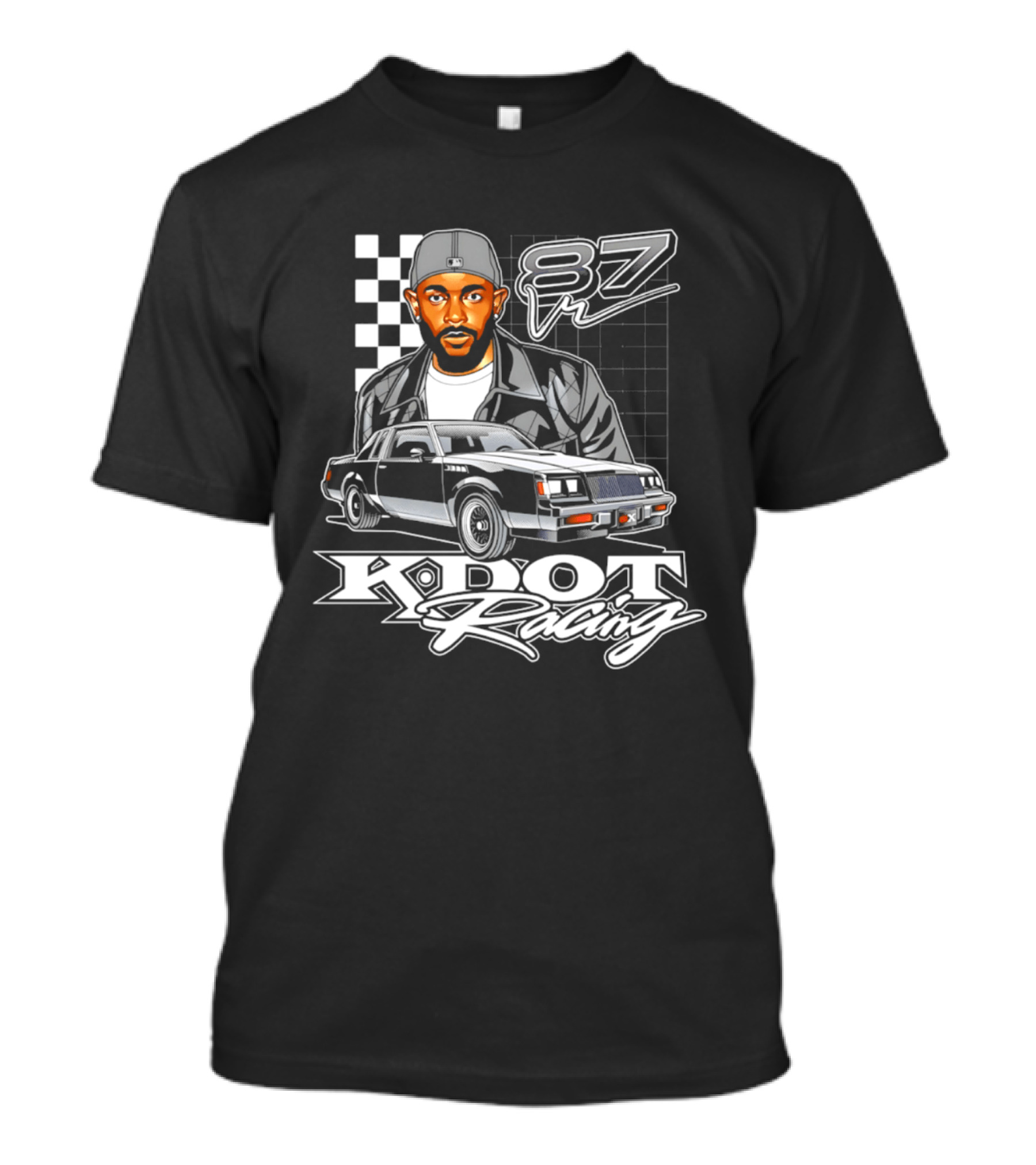 Kdot Racing 87 Vintage Car And Checkered Flag T-Shirt