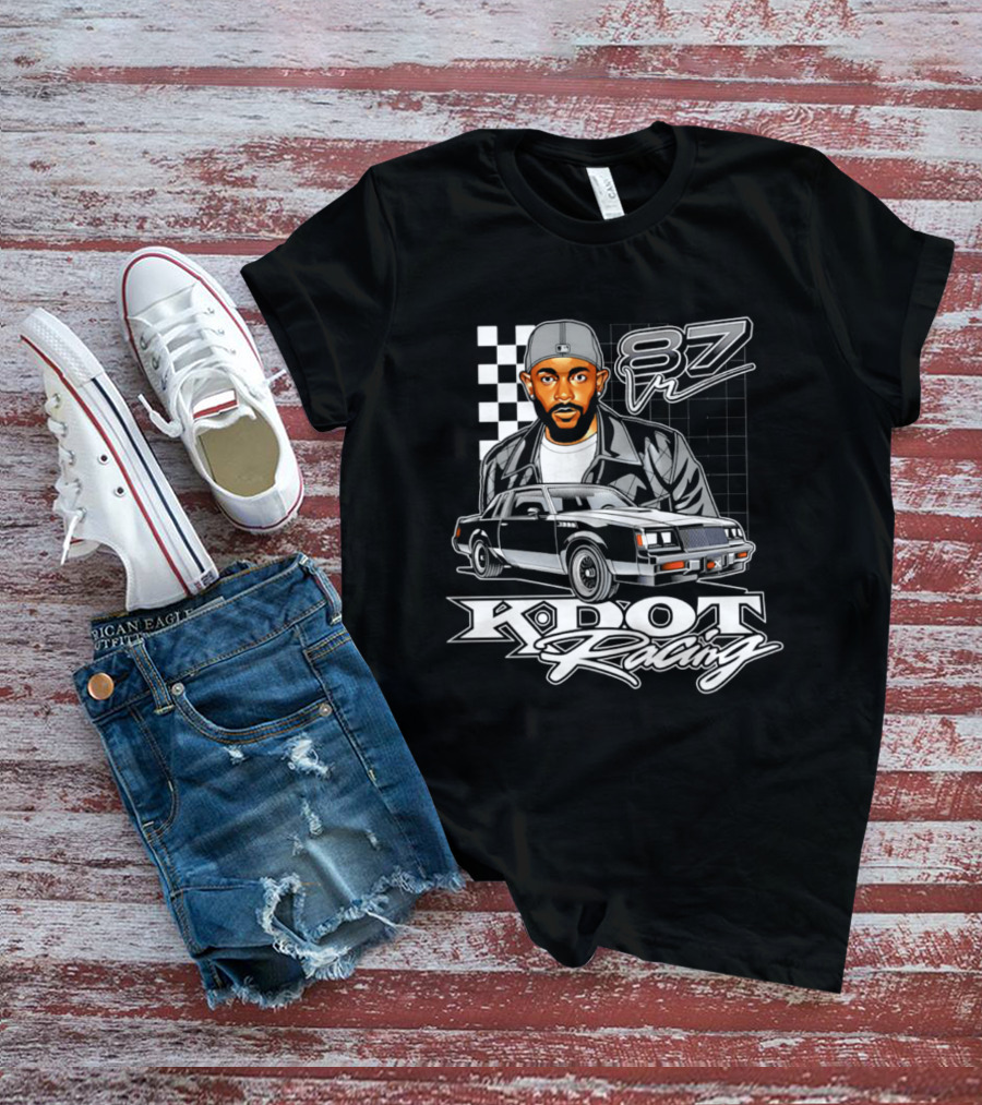 Kdot Racing 87 Vintage Car And Checkered Flag T-Shirt
