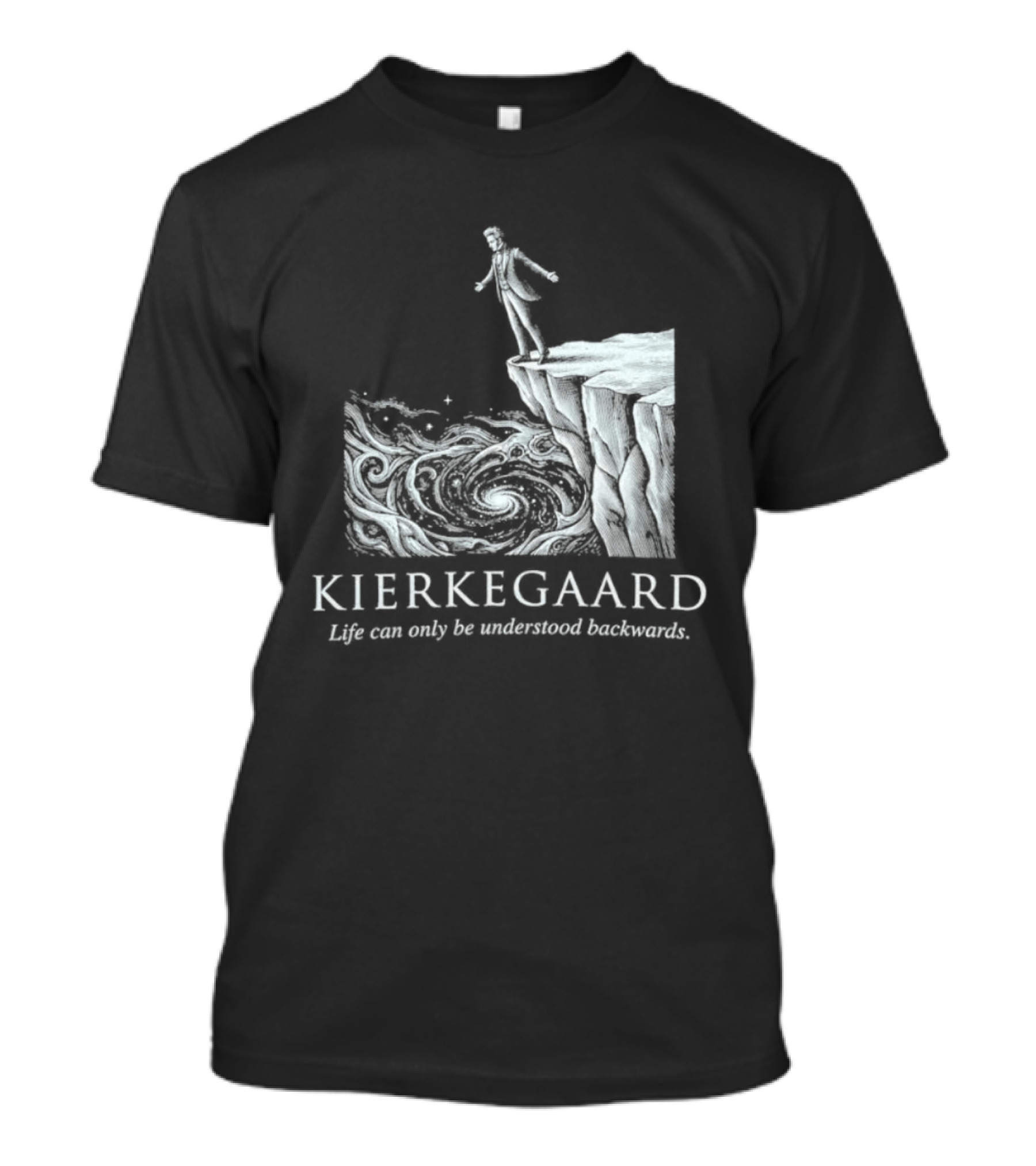 Kierkegaard Life Can Only Be Understood Backwards Cliff Edge T-Shirt