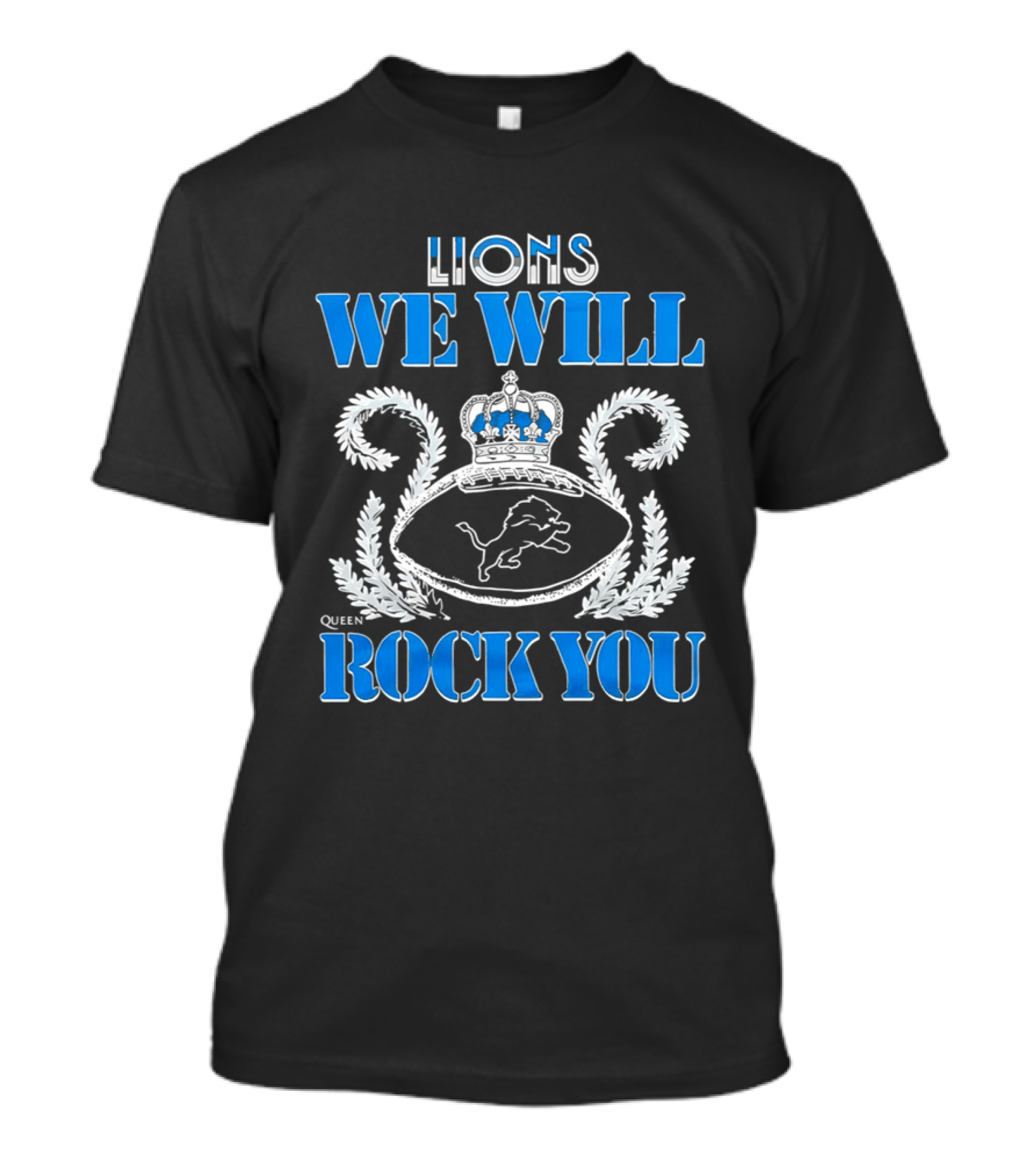 Lions We Will Rock You Queen Crest Football T-Shirt