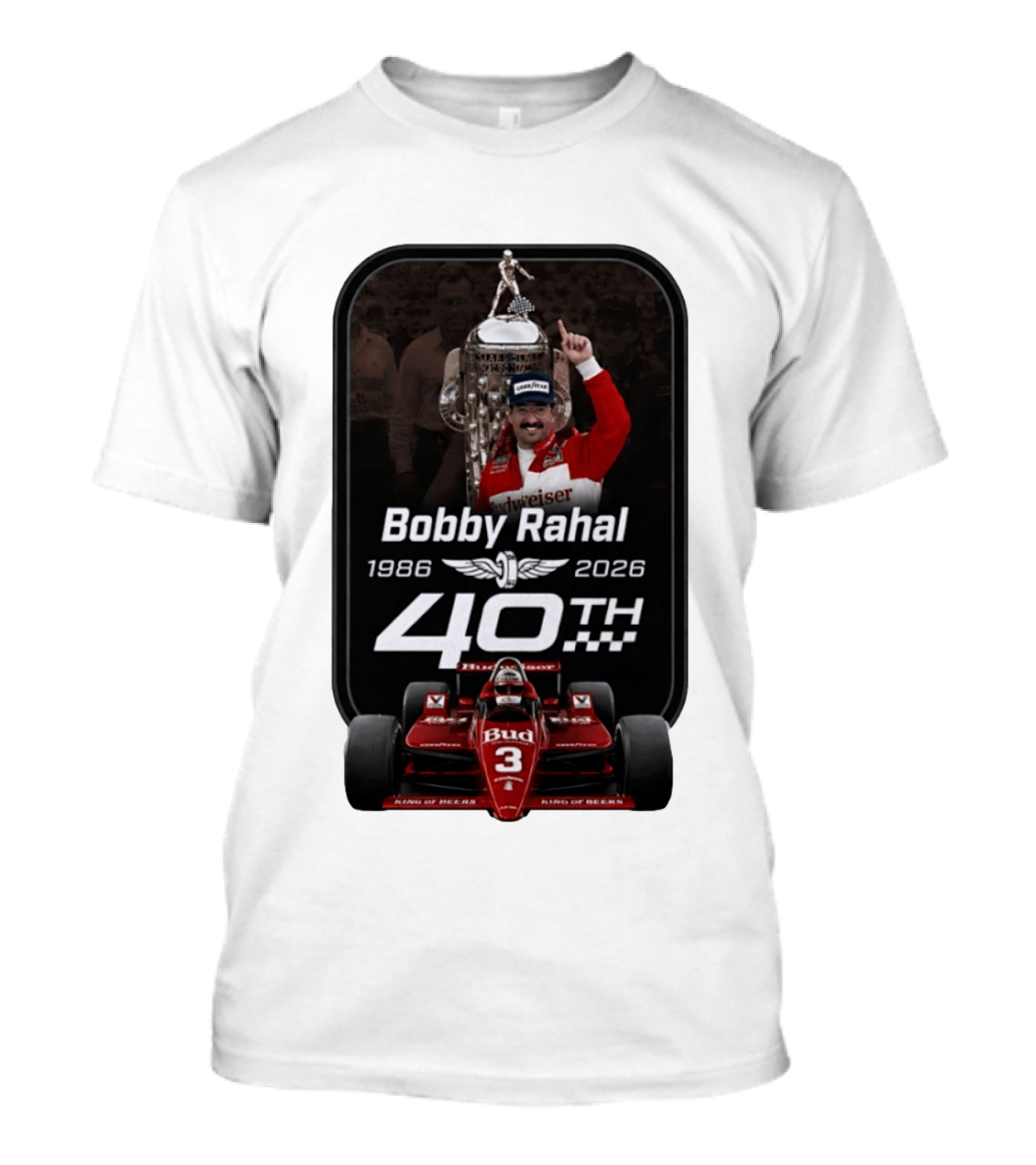 Bobby Rahal 40th Anniversary 1986 2026 Racing Budweiser IndyCar T-Shirt