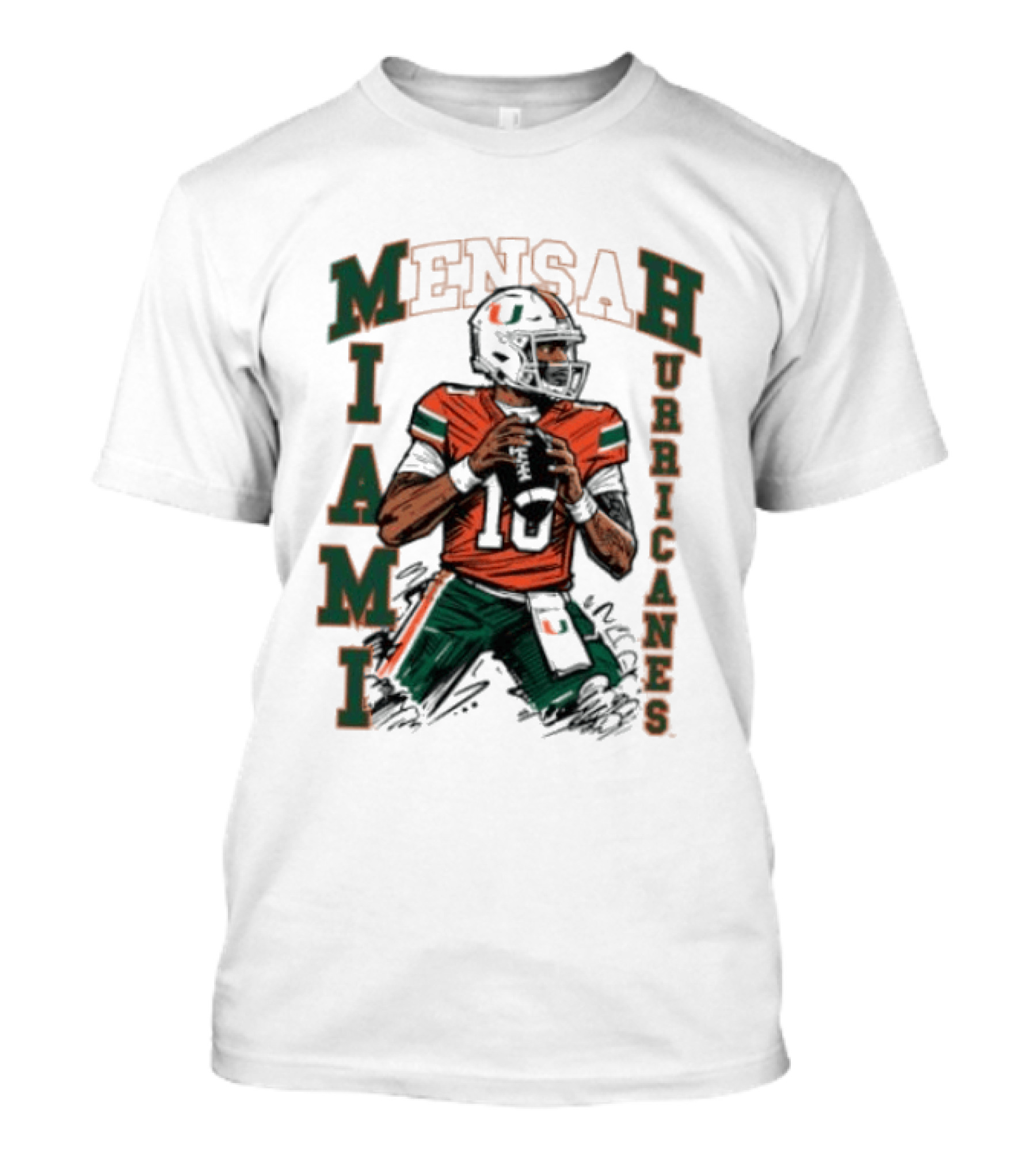 Mensah Miami Hurricanes Football Player Sketch T-Shirt