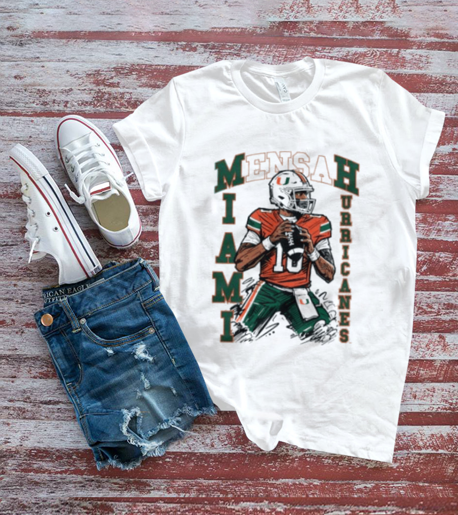 Mensah Miami Hurricanes Football Player Sketch T-Shirt