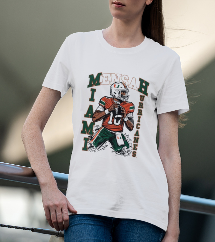 Mensah Miami Hurricanes Football Player Sketch T-Shirt