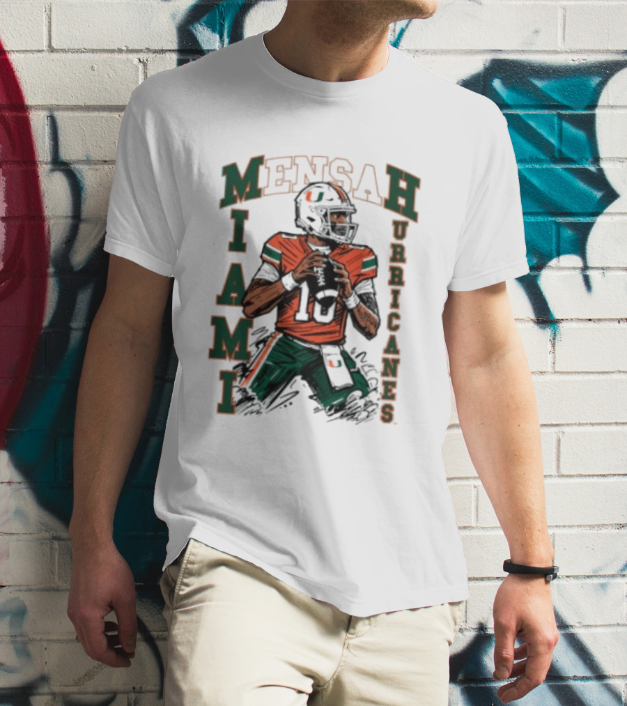 Mensah Miami Hurricanes Football Player Sketch T-Shirt