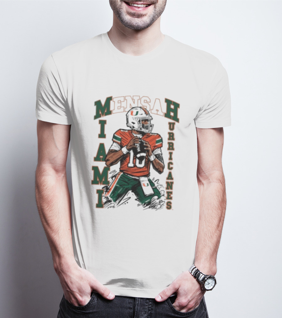 Mensah Miami Hurricanes Football Player Sketch T-Shirt