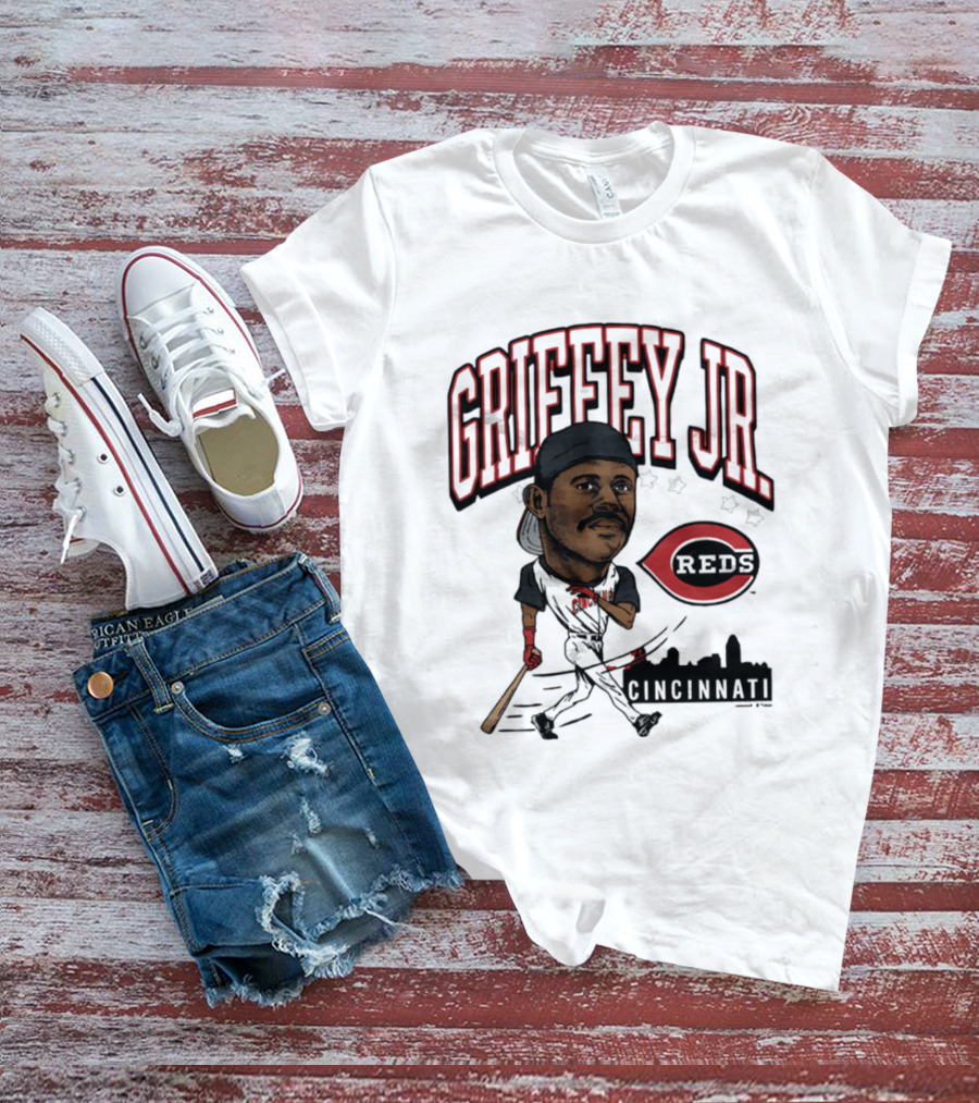 Cincinnati Reds Griffey Jr Caricature Tri Blend T-Shirt