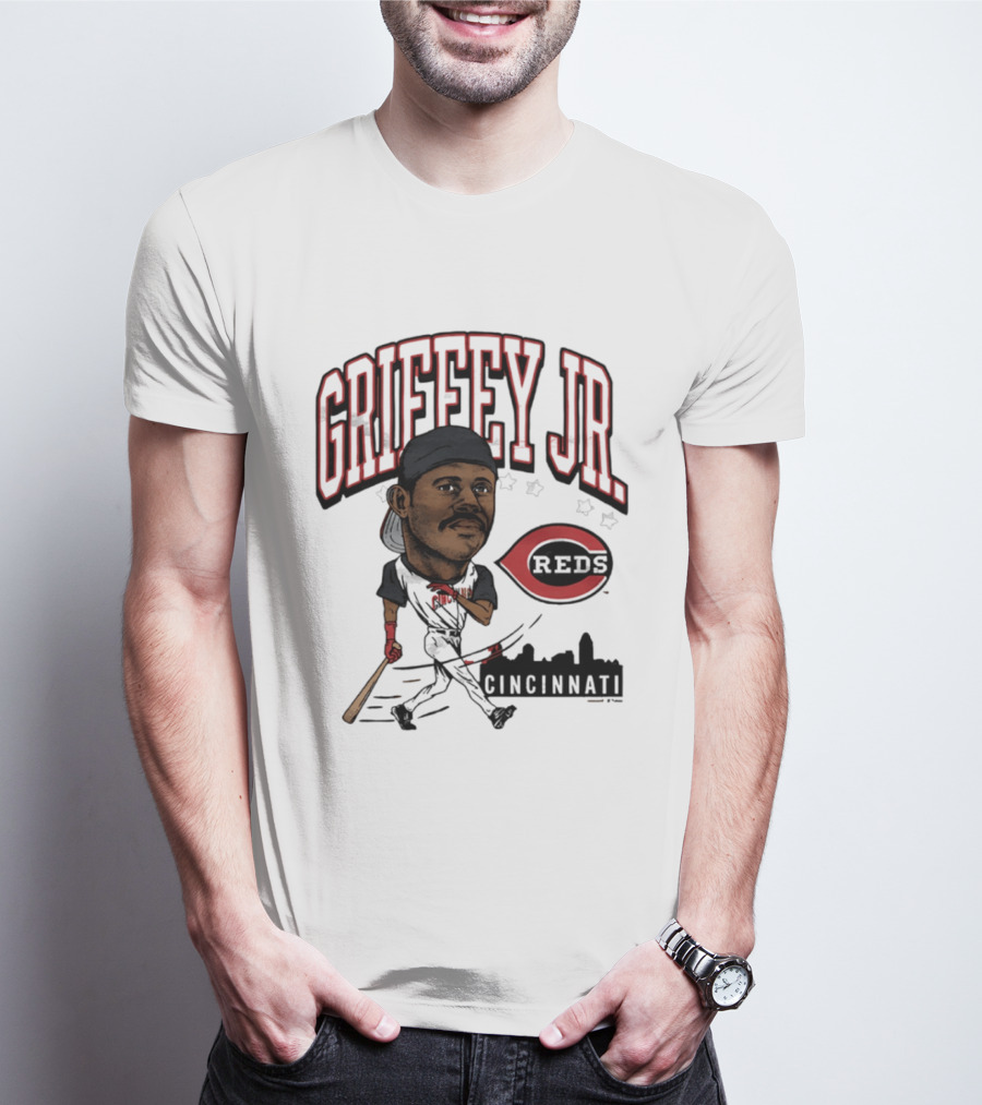 Cincinnati Reds Griffey Jr Caricature Tri Blend T-Shirt