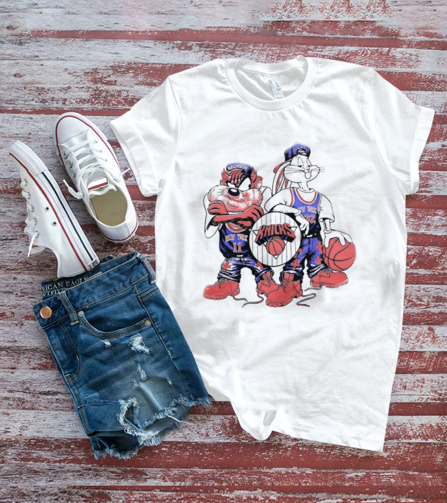 Officila Looney Tunes Bugs Bunny Taz Knicks NYK Basketball T-Shirt