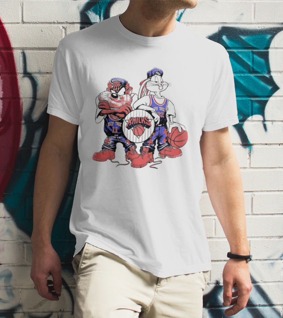 Officila Looney Tunes Bugs Bunny Taz Knicks NYK Basketball T-Shirt