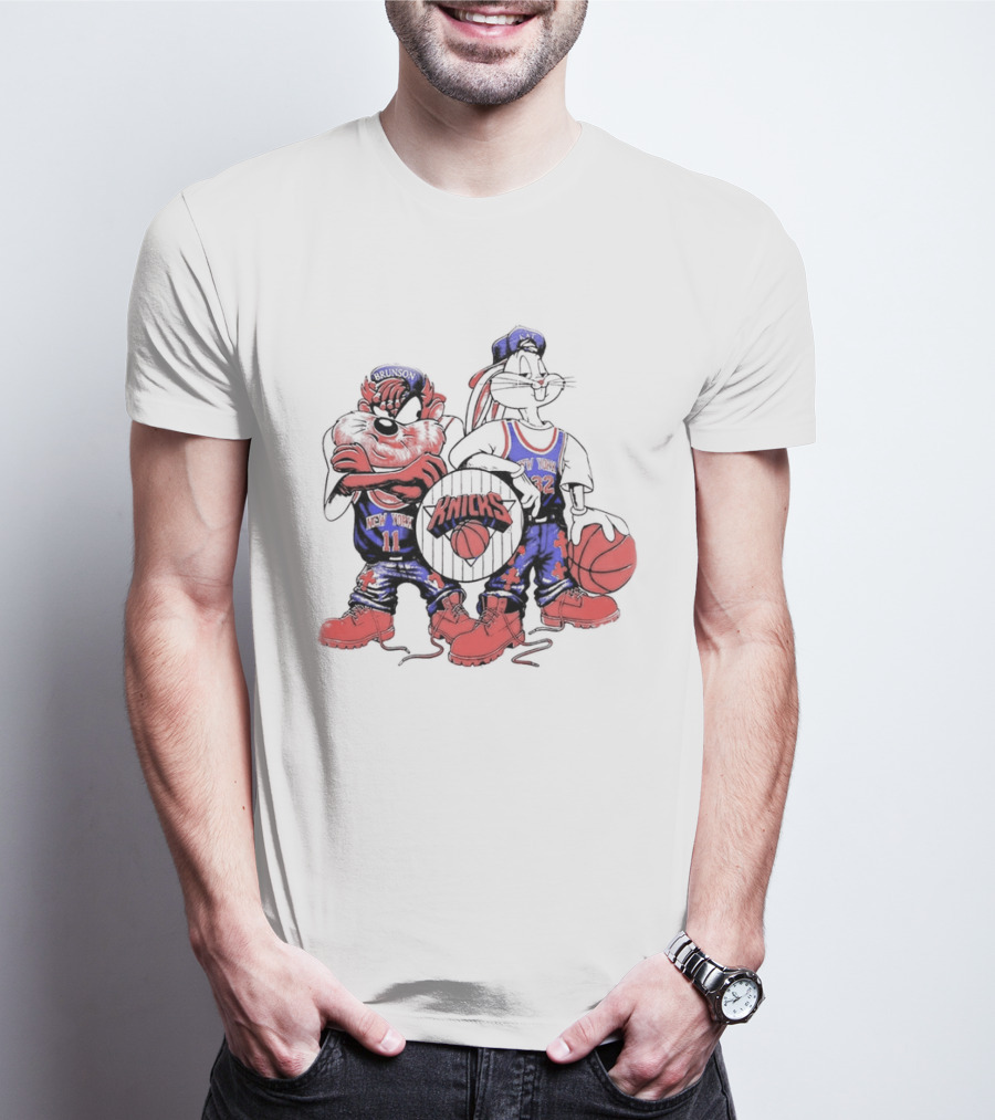 Officila Looney Tunes Bugs Bunny Taz Knicks NYK Basketball T-Shirt