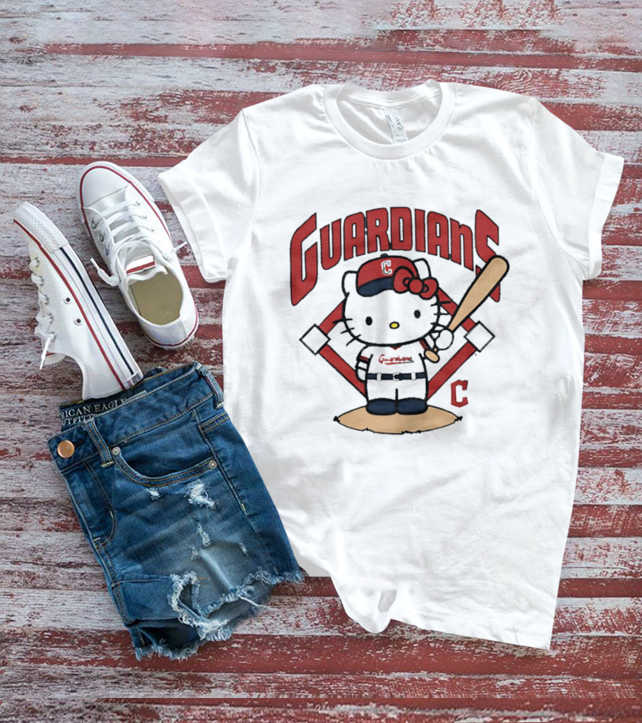 Hello Kitty Cleveland Guardians MLB 2026 Cartoon Collaboration T-Shirt