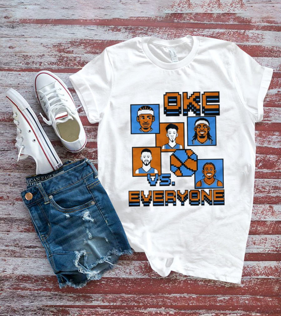 Oklahoma City Thunder OKC Vs Everyone 8 Bit Basketball Pixel Art Characters T-Shirt