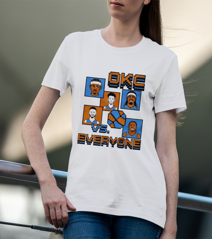 Oklahoma City Thunder OKC Vs Everyone 8 Bit Basketball Pixel Art Characters T-Shirt
