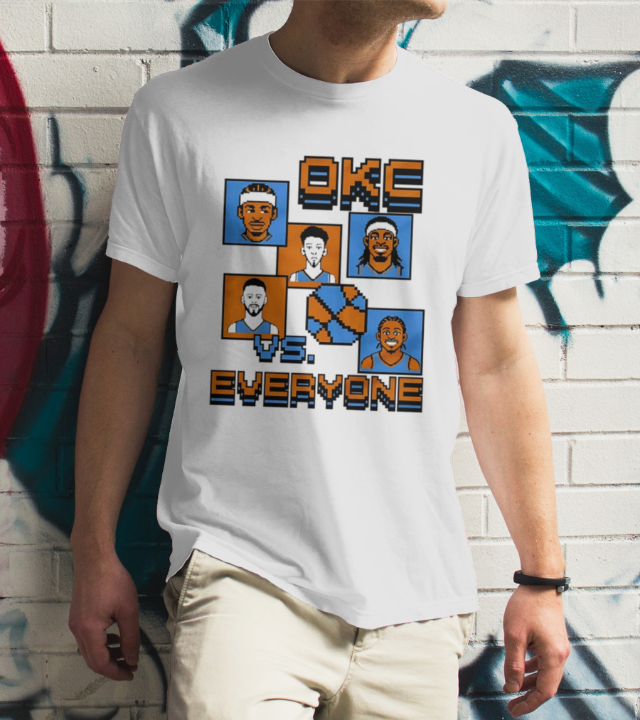 Oklahoma City Thunder OKC Vs Everyone 8 Bit Basketball Pixel Art Characters T-Shirt