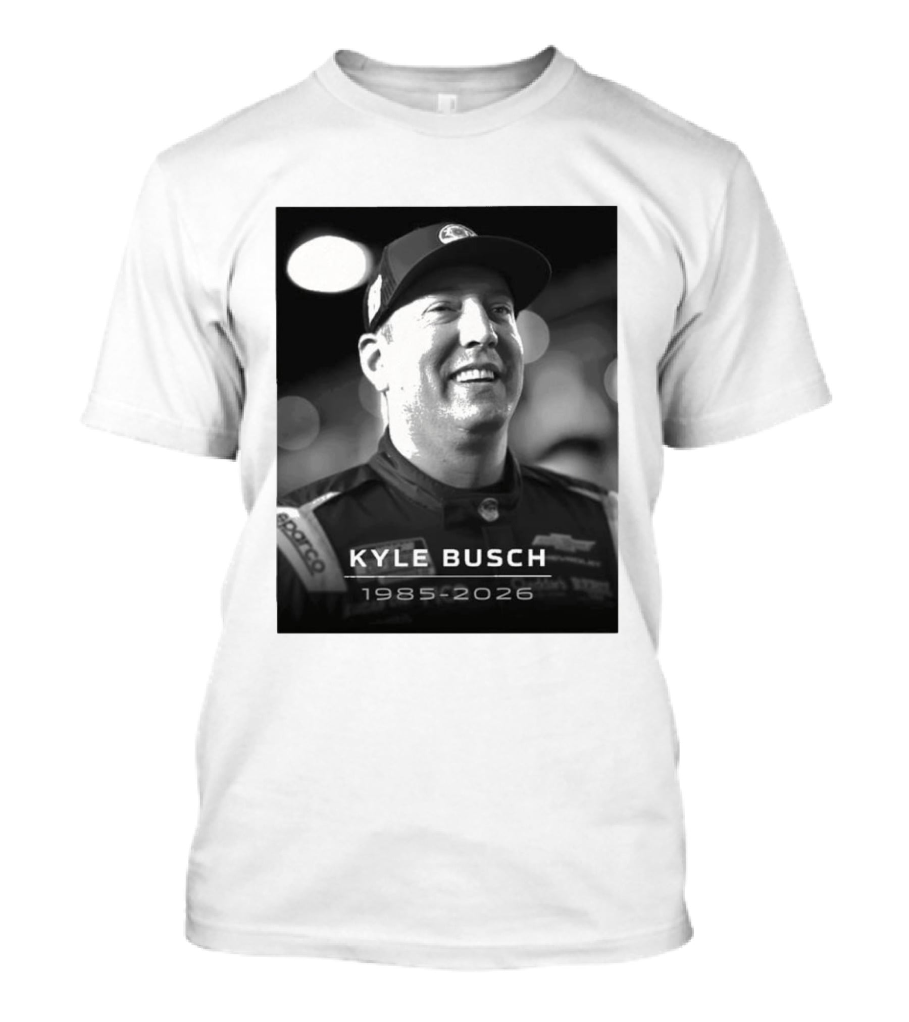 Kyle Busch 1985 2026 Racing Tribute Black And White T-Shirt