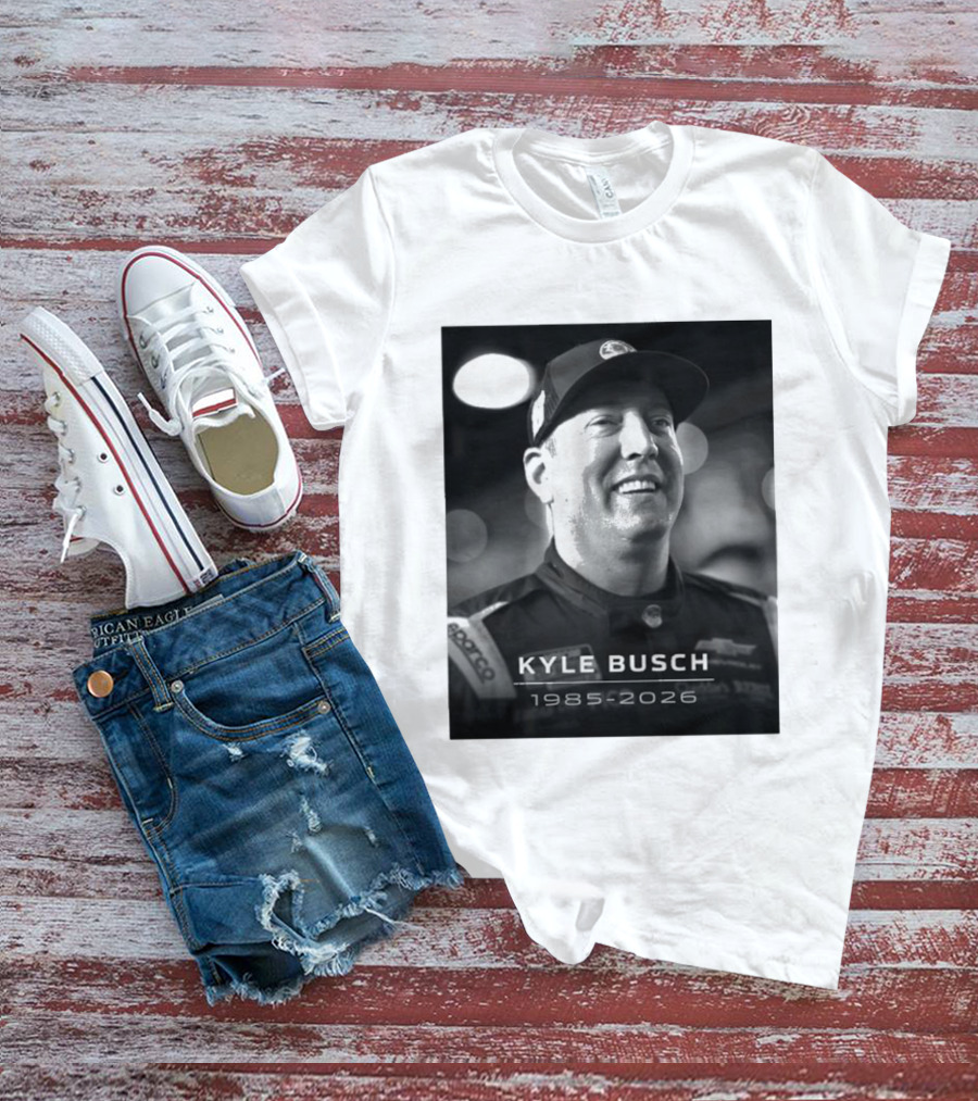 Kyle Busch 1985 2026 Racing Tribute Black And White T-Shirt