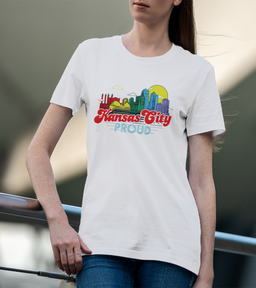 Kansas City Proud Skyline Colorful Urban Landscape T-Shirt