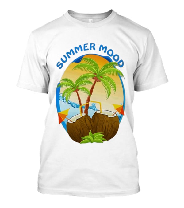 Summer Mood Tropical Palm And Coconut Drink Fiesta T-Shirt