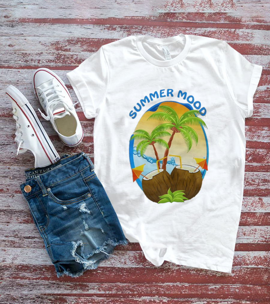 Summer Mood Tropical Palm And Coconut Drink Fiesta T-Shirt