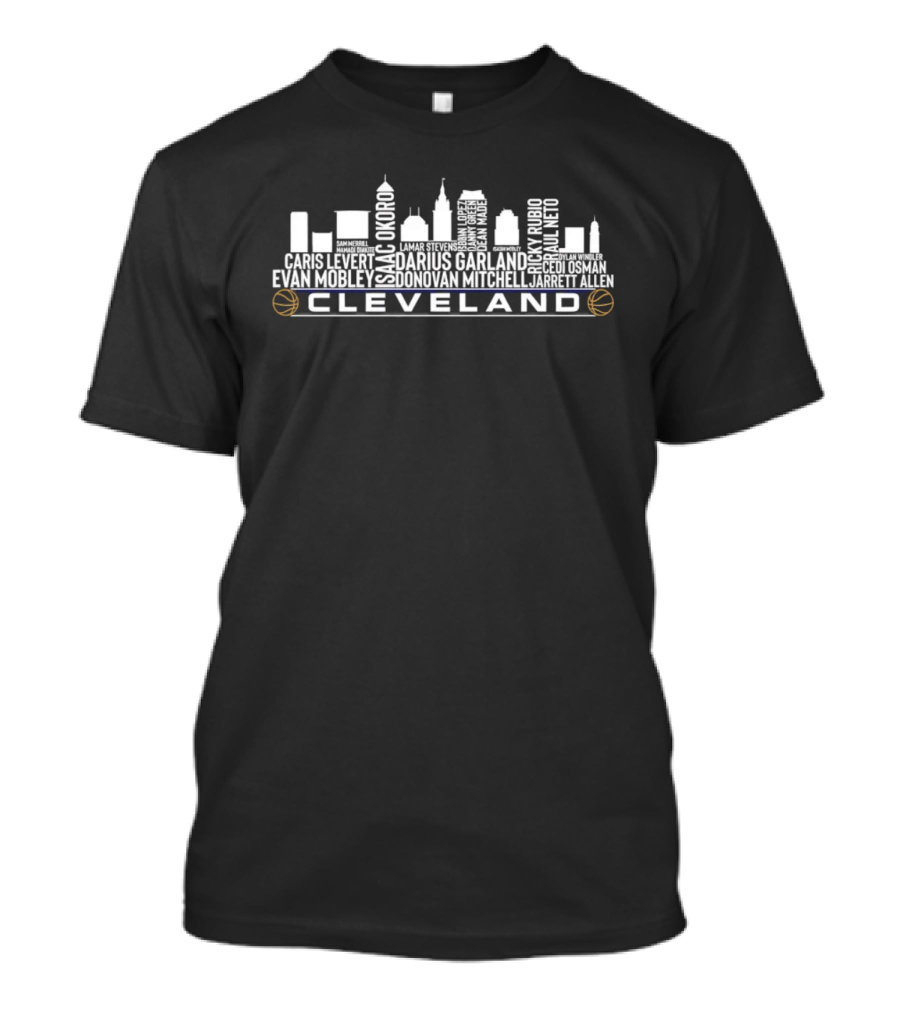 Cleveland Cavaliers Skyline Darius Garland Donovan Mitchell Evan Mobley T-Shirt