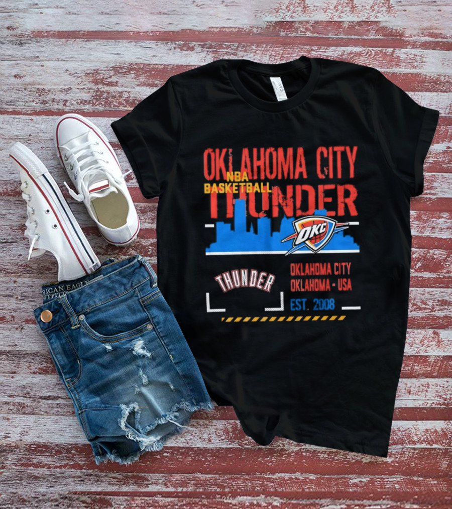 Oklahoma City Thunder NBA Basketball Skyline OKC Est 2008 T-Shirt
