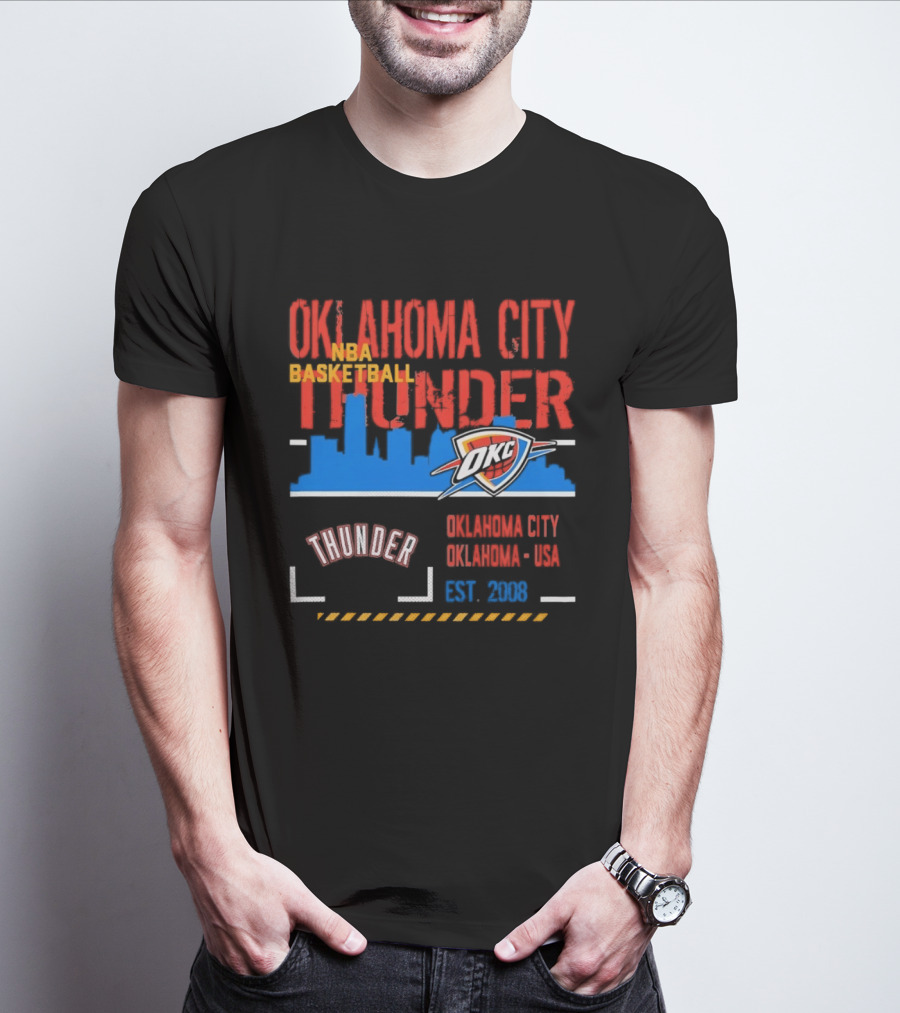 Oklahoma City Thunder NBA Basketball Skyline OKC Est 2008 T-Shirt